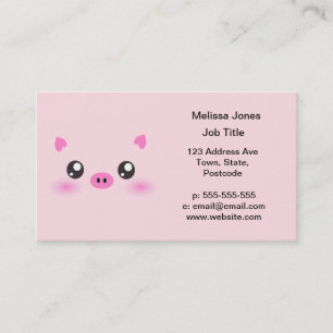 Cute Pig Face - kawaii minimalism Business Card