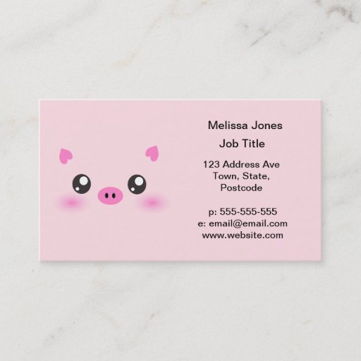 Customizable Cute Pig Face - kawaii minimalism Business Card