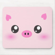 Cute Pig Face - kawaii minimalism Mouse Pad