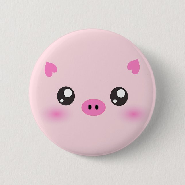 Cute Pig Face - kawaii minimalism Pinback Button (Front)