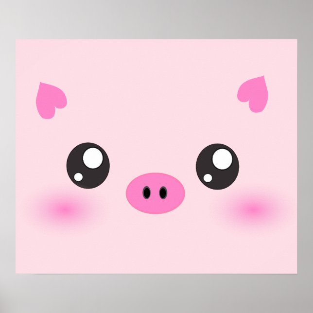 Cute Pig Face - kawaii minimalism Poster (Front)