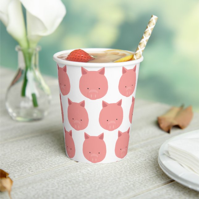 Cute Pig Face Pattern Animal Paper Cups (Insitu)