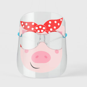 Cute Pig Face Red Bandana Funny Kids' Face Shield
