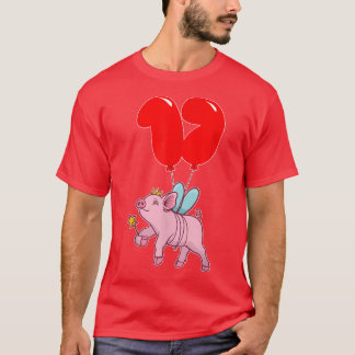 Cute Pig Fairy17th BirthdayKids Balloon Party T-Shirt
