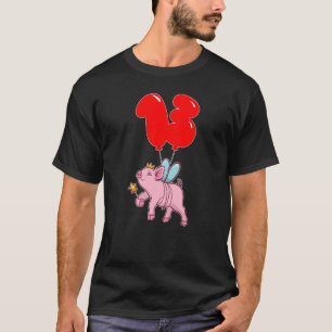 Cute Pig Fairy  13th Birthday  Kids Balloon Party T-Shirt