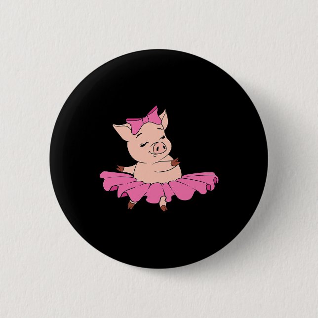 Cute Pig Farming Pink Dancing Dancer Performer Bal Button (Front)