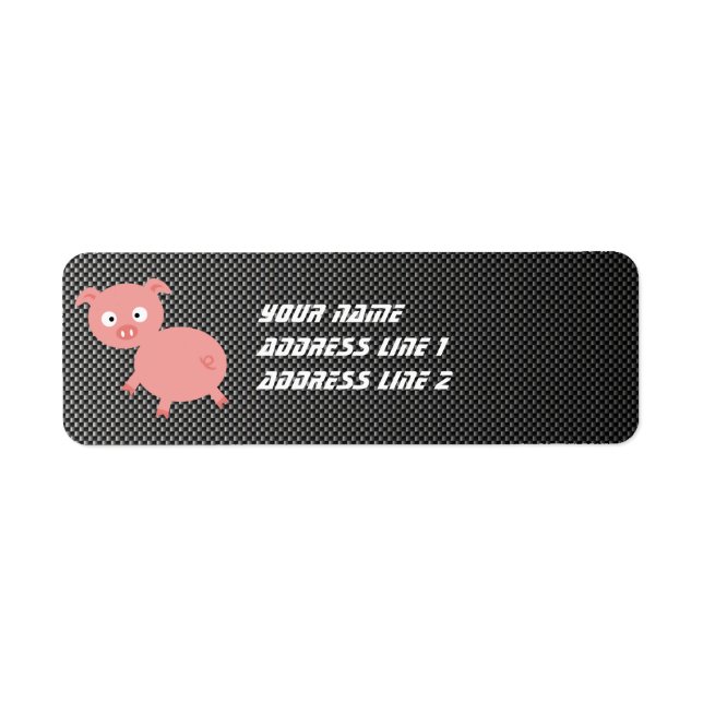 Cute Pig; Faux Carbon Fiber Label (Front)
