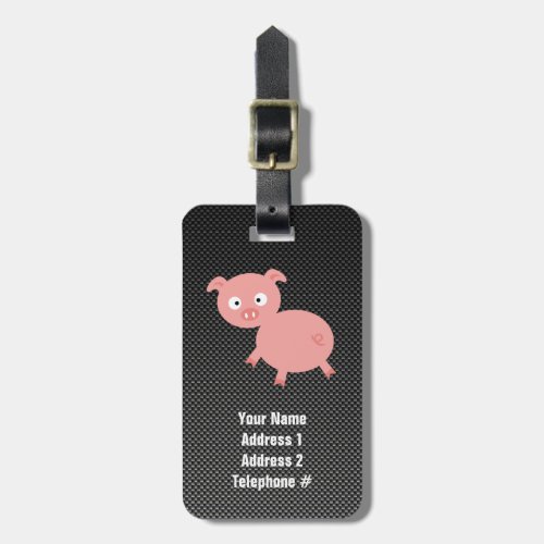 Cute Pig Faux Carbon Fiber Luggage Tag