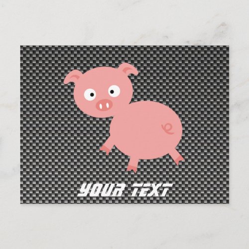Cute Pig Faux Carbon Fiber Postcard