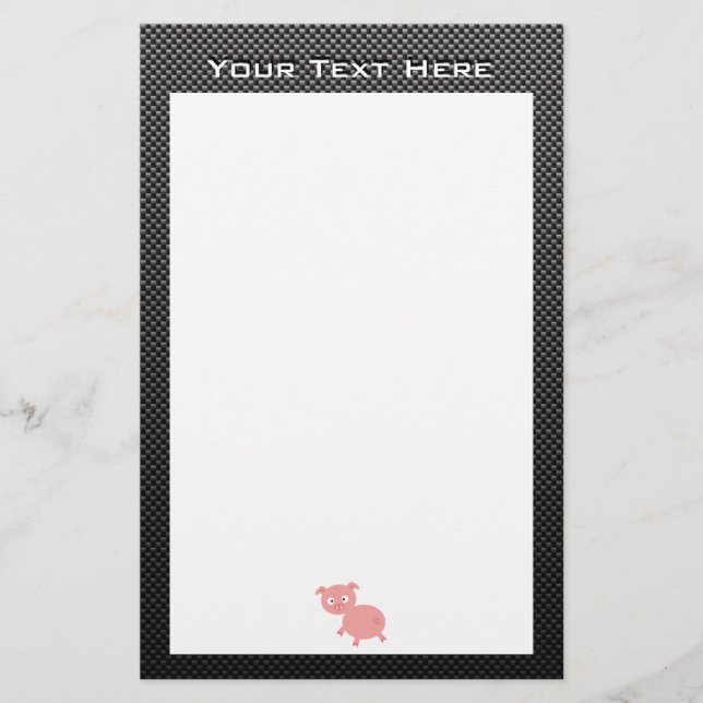 Cute Pig; Faux Carbon Fiber Stationery (Front)
