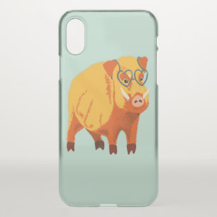 Cute Pig - Geek Boar With Glasses iPhone X Case
