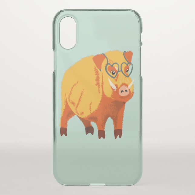Cute Pig - Geek Boar With Glasses Uncommon iPhone Case (Back)