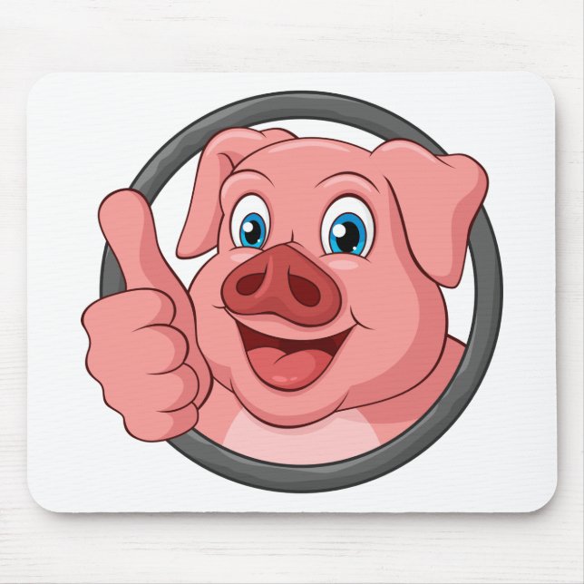 Cute Pig Gift Farmer Country Farm Girl Cartoon Mouse Pad (Front)