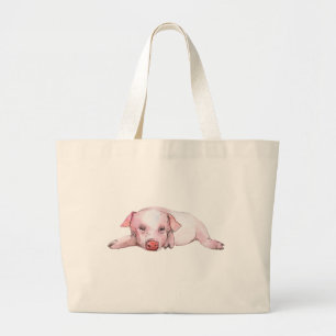 Cute Pig Gift Farmers Wife Country Farm Girl Large Tote Bag