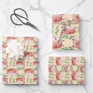 Cute Pig Gift Tags  Farm Animal Birthday & Holiday Wrapping Paper Sheets