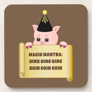Cute Pig Guru Beverage Coaster