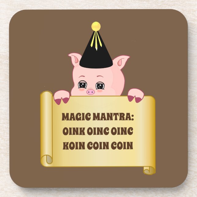 Cute Pig Guru Beverage Coaster (Front)
