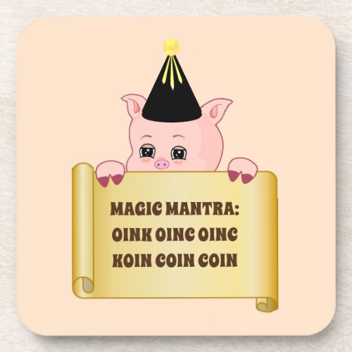 Cute Pig Guru Beverage Coaster