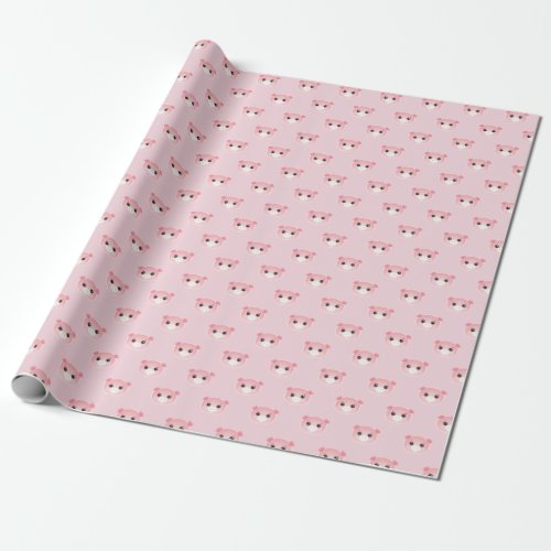 Cute Pig illustration Kawaii Art style birthday Wrapping Paper