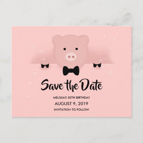 Cute Pig in a Bow Tie Party Postcard