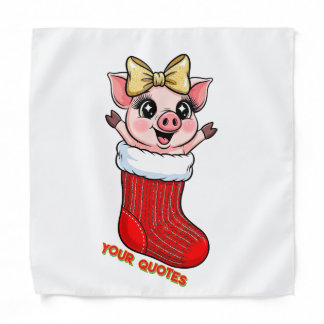 Cute Pig in Christmas Stocking Bandana