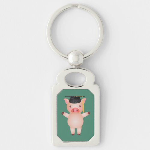 Cute Pig in Graduation Cap Keychain