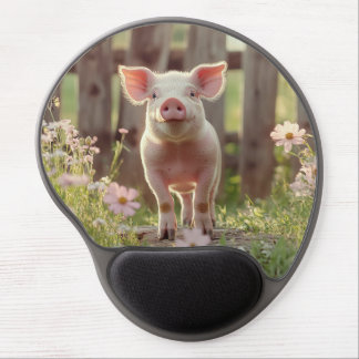 Cute Pig in the Flower Garden Gel Mouse Pad