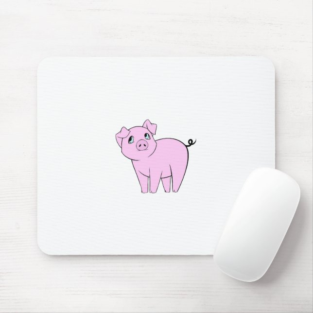 Cute Pig, Little Pig, Piggy, Pink Pig, Farm Animal Mouse Pad (With Mouse)