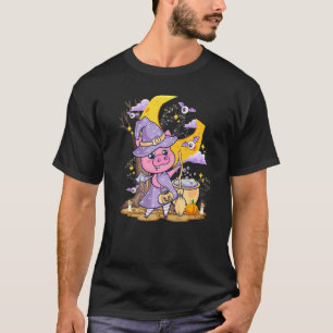 Cute Pig Love Halloween Witch Hat Piggy Costume T-Shirt