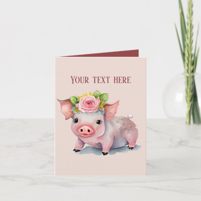Cute pig lovers add message  card (Front)