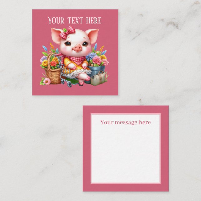 Cute pig lovers add message note card (Front/Back)
