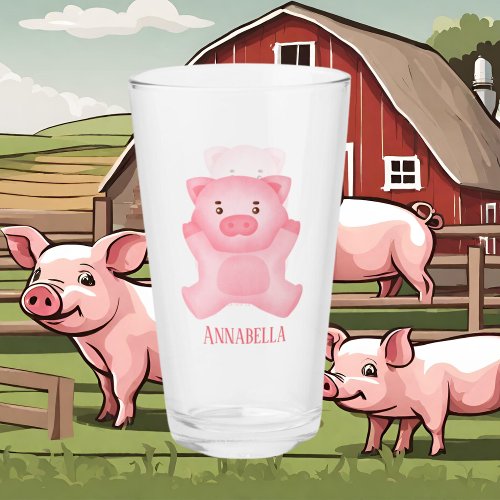 cute pig lovers add name glass