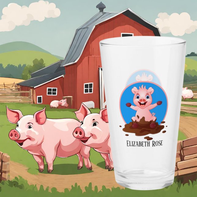 cute pig lovers add name Glass (Creator Uploaded)