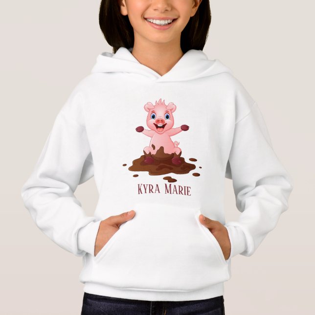 cute pig lovers add name Hoodie (Front)