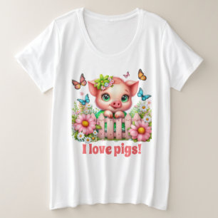 Cute pig lovers add text plus size T-Shirt