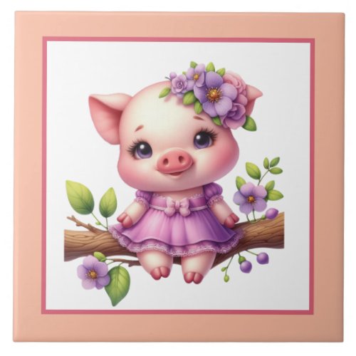 Cute pig lovers Country Ceramic Tile