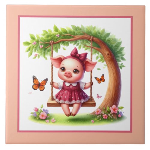 Cute pig lovers Country  Ceramic Tile