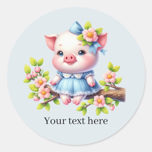 Cute pig lovers customizable  classic round sticker (Front)