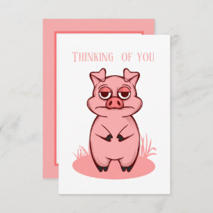 cute pig lovers thinking you add sentiment note card