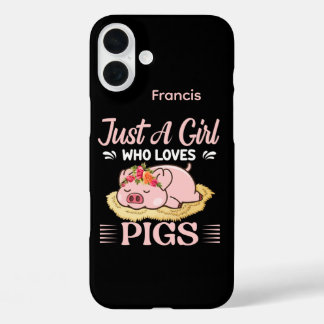 Cute pig lovers word art  iPhone 16 plus case