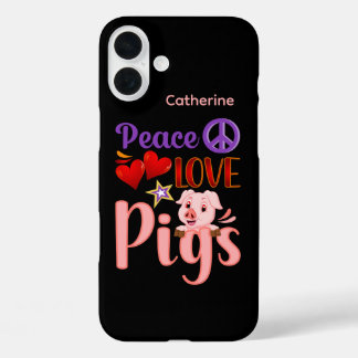Cute pig lovers word art iPhone 16 plus case