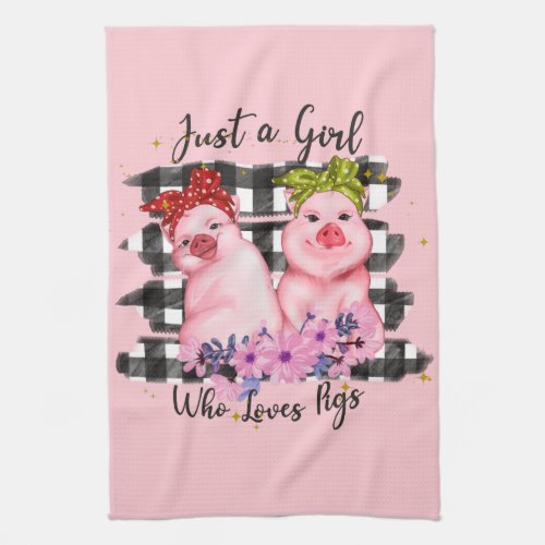 cute pig lovers word art kitchen towel