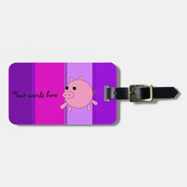 Cute pig luggage tag (Front Horizontal)