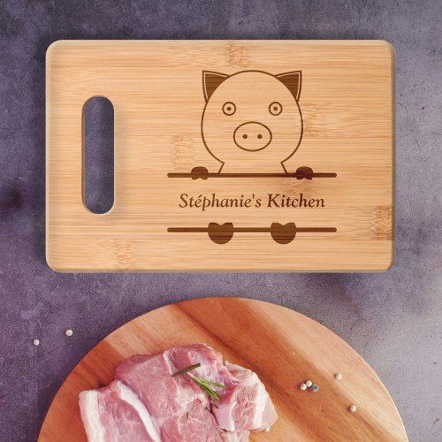 Cute Pig Monogram Cutting Board