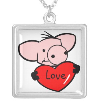 Cute Pig Necklace by pmcustomgifts at Zazzle