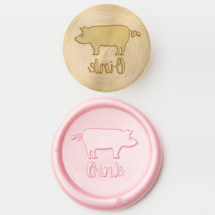 Cute Pig Oink Typography Wax Seal Stamp
