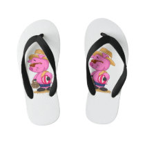 Cute pig on sand beach | choose background color kid's flip flops Cute pig on sand beach | choose background color kid's flip flops