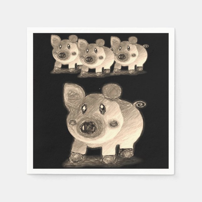 Cute Pig Paper Napkins (Front)