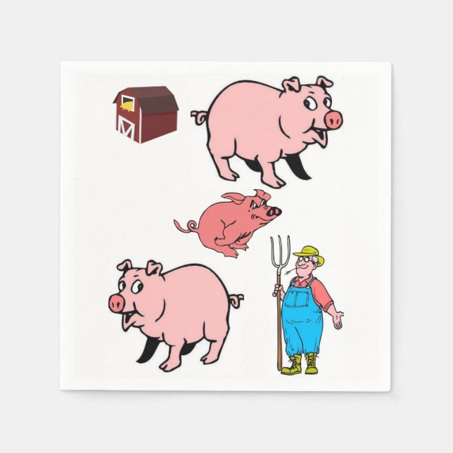 Cute Pig Paper Napkins (Front)