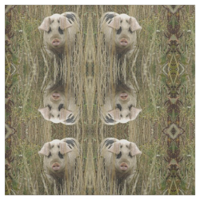 Cute Pig Patterned Animal Craft Fabric (Swatch)